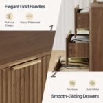 NavaRang 31.5"W 3 Drawers Dresser Organizer Fluted Design Nightstand with Storage - Image 5