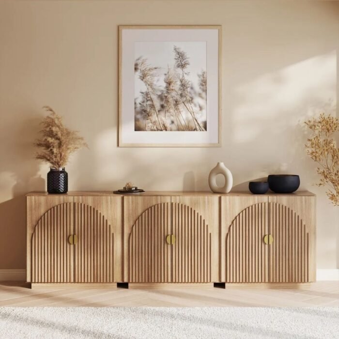 Shanaya Curve Arched Doors Sideboard Buffet Cabinet with Storage - Image 6
