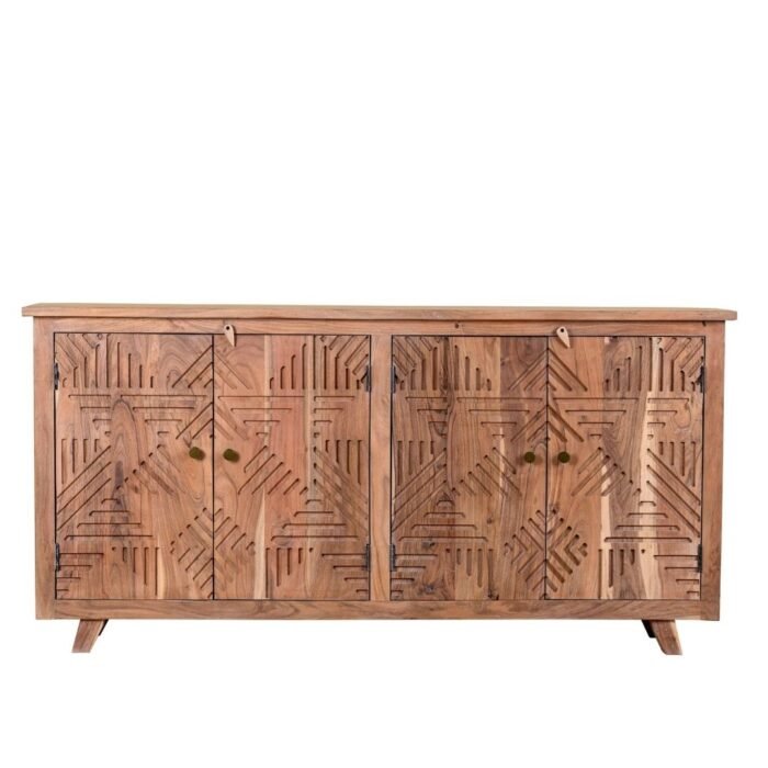 Shubhra Carved Acacia Wood Sideboard Natural Elegance 180cm - Image 5