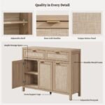 Sanskriti Modern 43.39'' W 2-Drawer And 3-Door Rattan Sideboard With Adjustable Shelves - Image 10