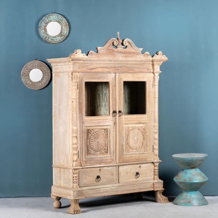 LuxeView Refurbished Teak Wood Showcase in Ibiza Style 160cm - Image 2