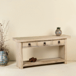 EternaCarve Indian Heritage Rustic Reclaimed Teak Console Table Ibiza Style 160cm - Image 2