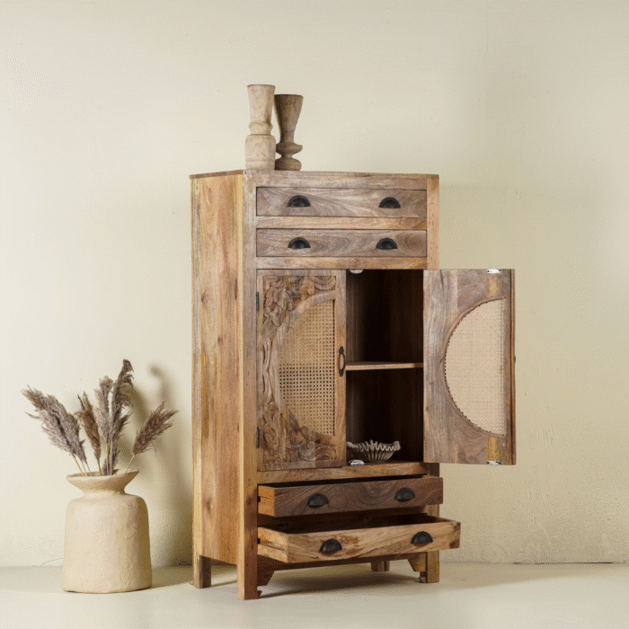 Serenova Tall Solid Teak Cupboard with Adjustable Shelves and Smooth Finish - Image 2