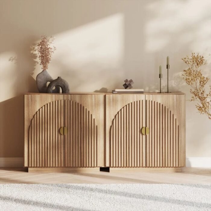 Shanaya Curve Arched Doors Sideboard Buffet Cabinet with Storage - Image 7