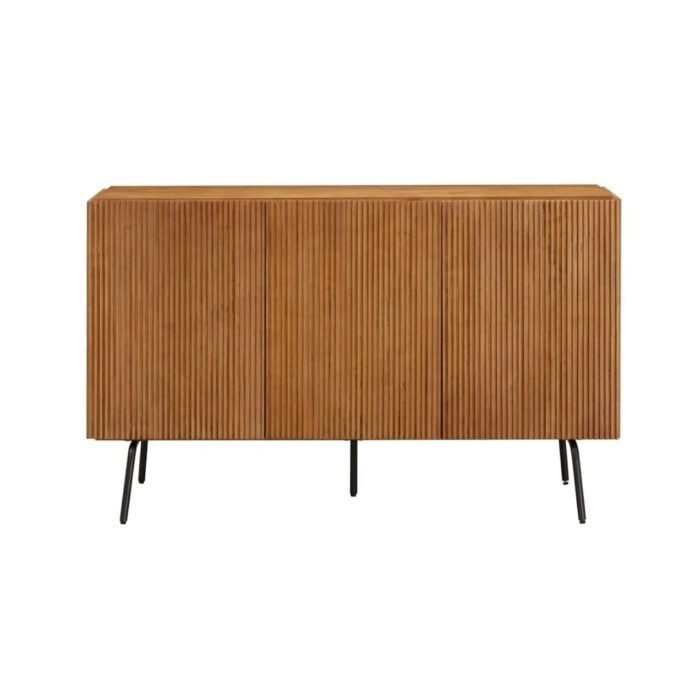 Jivika Luxe Sideboard with 3 - 4 Doors, Buffet Cabinet With Vertical Groove Design And Metal Legs, Storage Cabinet - Image 2