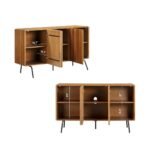 Jivika Luxe Sideboard with 3 - 4 Doors, Buffet Cabinet With Vertical Groove Design And Metal Legs, Storage Cabinet - Image 3