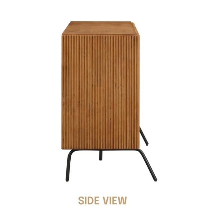 Jivika Luxe Sideboard with 3 - 4 Doors, Buffet Cabinet With Vertical Groove Design And Metal Legs, Storage Cabinet - Image 5