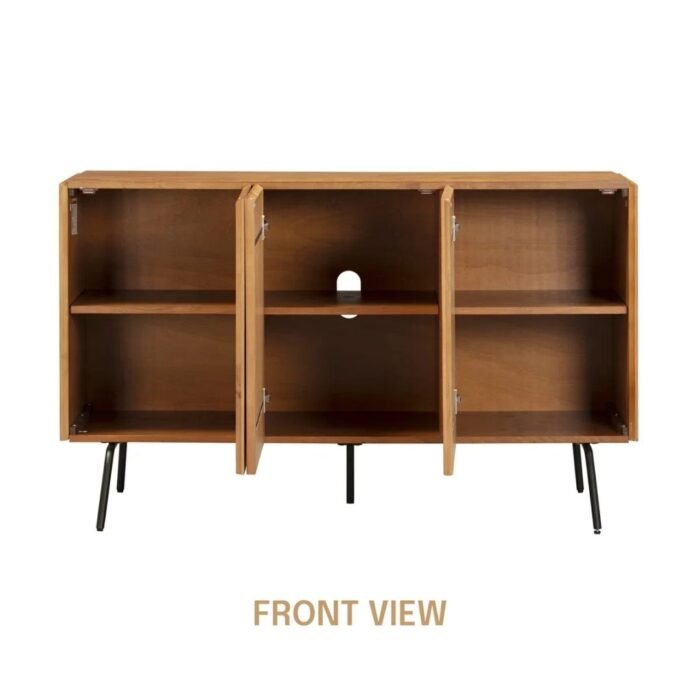 Jivika Luxe Sideboard with 3 - 4 Doors, Buffet Cabinet With Vertical Groove Design And Metal Legs, Storage Cabinet - Image 8