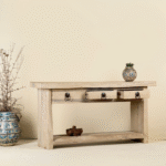EternaCarve Indian Heritage Rustic Reclaimed Teak Console Table Ibiza Style 160cm - Image 3