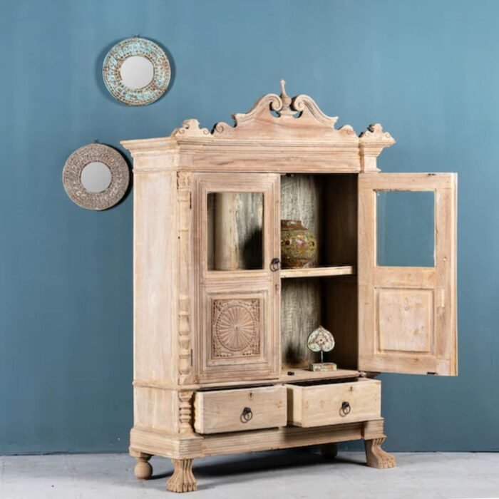 LuxeView Refurbished Teak Wood Showcase in Ibiza Style 160cm - Image 3