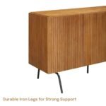 Jivika Luxe Sideboard with 3 - 4 Doors, Buffet Cabinet With Vertical Groove Design And Metal Legs, Storage Cabinet - Image 7