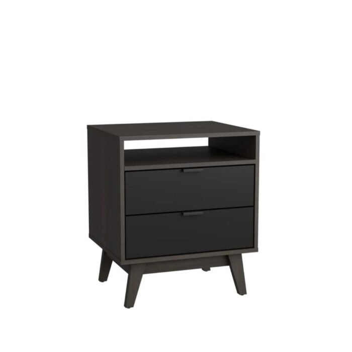 NidraHaus 2-Drawer Nightstand Open Shelf - Bedside Table - Image 5
