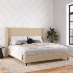 NatureNest King Upholstered Wingback Bed - Image 2