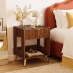 Vaastra Night Stand With 1 Drawer & 1 Shelf, Wooden Bedside Table