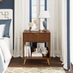 Vaastra Night Stand With 1 Drawer & 1 Shelf, Wooden Bedside Table - Image 13