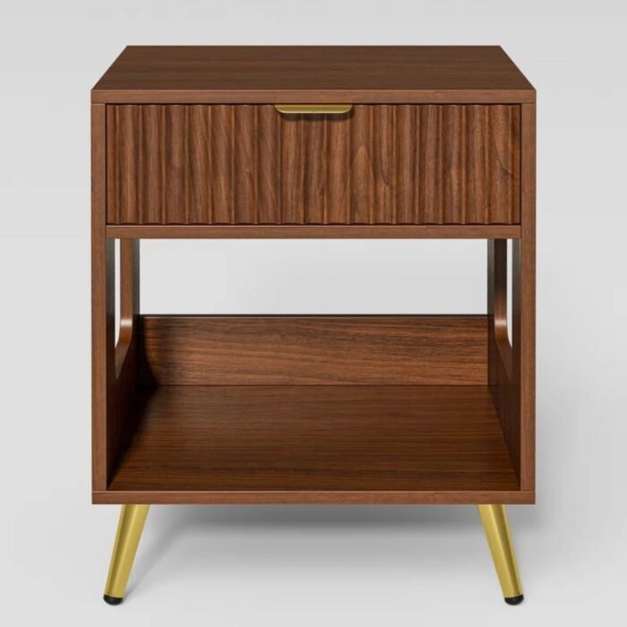 Vaastra Night Stand With 1 Drawer & 1 Shelf, Wooden Bedside Table - Image 5