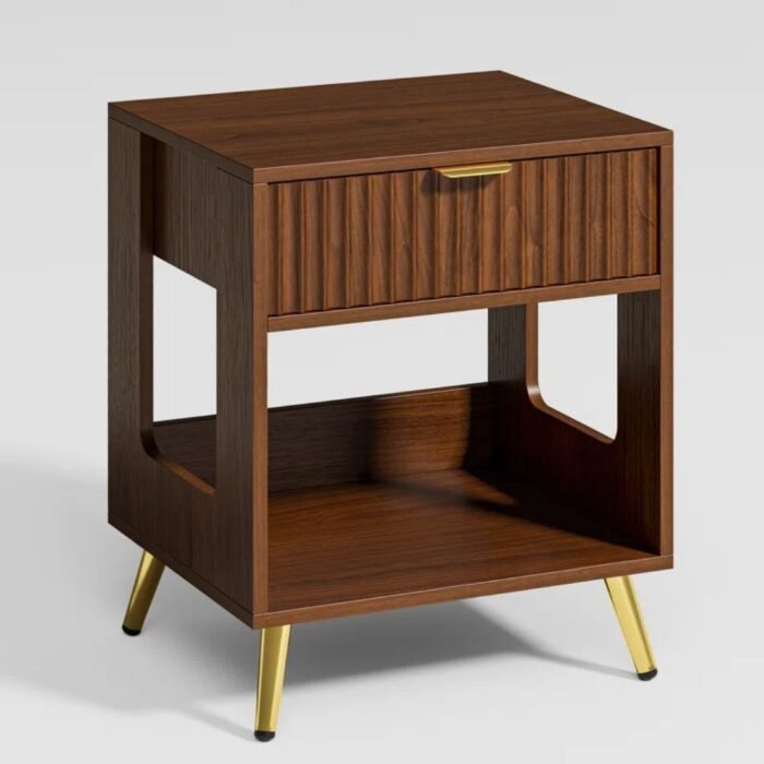 Vaastra Night Stand With 1 Drawer & 1 Shelf, Wooden Bedside Table - Image 6