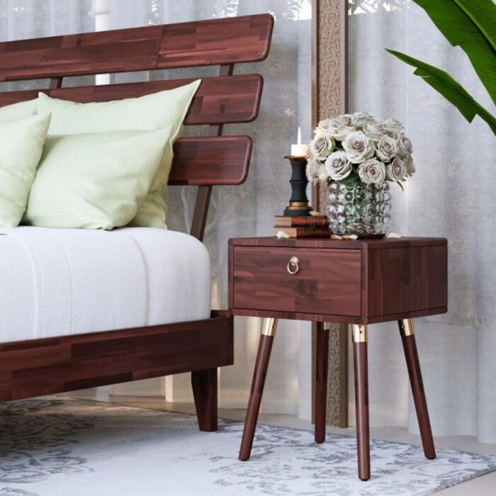 Nook Solid Wood Bedside Table With 1 Drawer - Image 1