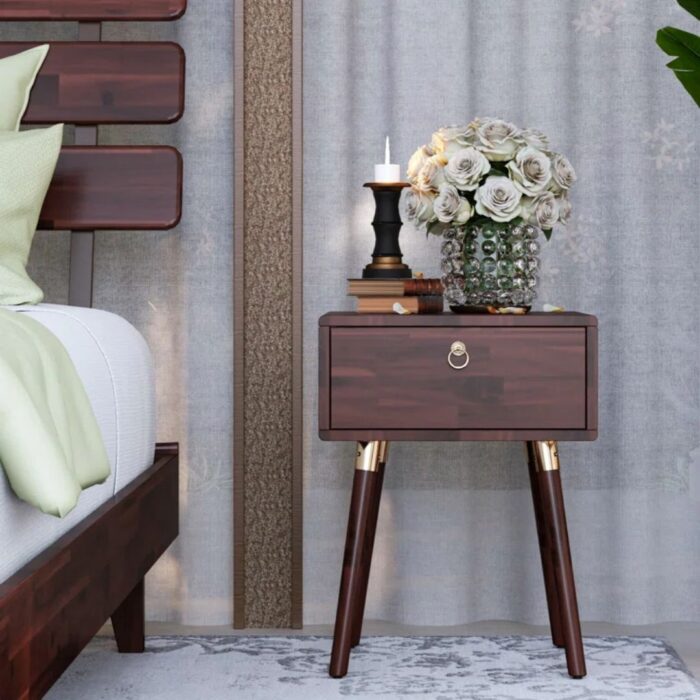 Nook Solid Wood Bedside Table With 1 Drawer - Image 2