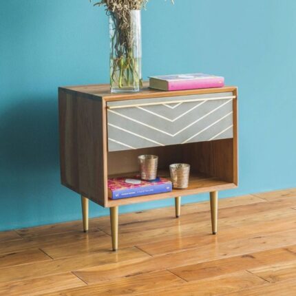 Wooden Bedside Table With Storage