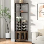 Rattan Wine Bar Cabinet with Glass Holder and Drawer Style Wine Racks