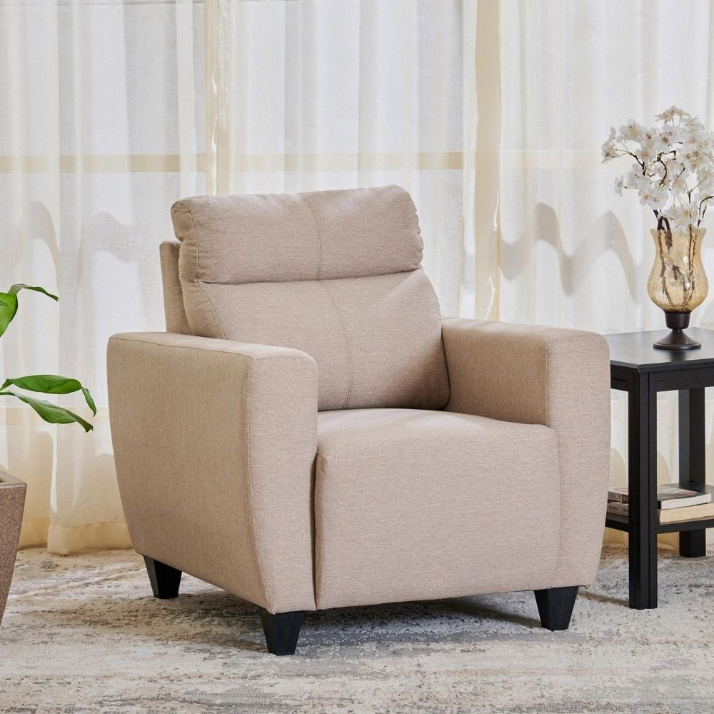 1 Fabric 1-Seater Sofa - Beige - Image 1