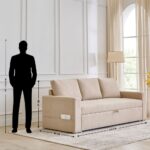 Fabric 3-Seater Sofa Bed - Beige - Image 5