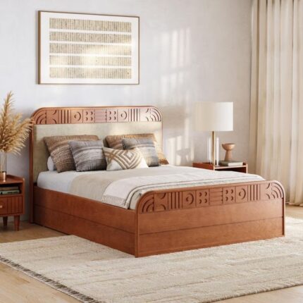 Queen Storage with Upholstery Solid Wood Bed