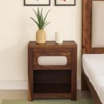 Sheesham Wood Bedside Table In Provincial Teak Finish With Drawer