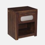 Sheesham Wood Bedside Table In Provincial Teak Finish With Drawer - Image 2