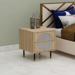 Cane Bedside Table Black Finish with Golden Cap - Image 3