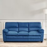 Velvet 3-Seater Sofa - Blue