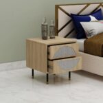 Cane Bedside Table Black Finish with Golden Cap - Image 2