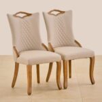 Set of 2 Faux Leather Dining Chairs – Beige