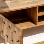 Teak Wood & Rattan TV Unit – Nismaaya Manti Media Console - Image 4