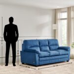 Velvet 3-Seater Sofa - Blue - Image 2