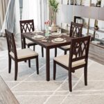 4 Seater sheesham wood Dining Set (With Cushion - Omega Pearl)
