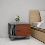 Grey & Dark Brown color Bedside Table - Image 3