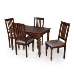 Sheesham Wood 4 Seater Dining Table Set With 4 Seater Cushioned Chairs - Image 4