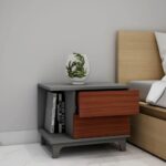 Grey & Dark Brown color Bedside Table - Image 2