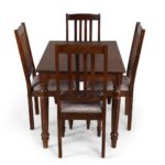 Sheesham Wood 4 Seater Dining Table Set With 4 Seater Cushioned Chairs - Image 5
