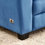 Velvet 3-Seater Sofa - Blue - Image 4