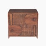 Solid Wood Bedside Table In Scratch Resistant Rustic Teak Finish - Image 3