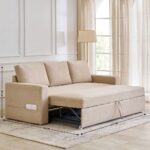 Fabric 3-Seater Sofa Bed - Beige - Image 6