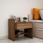 Wooden Bedside Table with Drawer & Open Shelf - Image 2