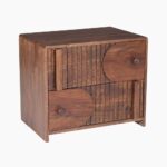 Solid Wood Bedside Table In Scratch Resistant Rustic Teak Finish - Image 5