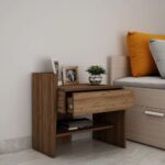 Wooden Bedside Table with Drawer & Open Shelf - Image 3