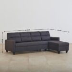 Fabric 3-Seater Right Corner Sofa with Chaise - Grey - Image 4