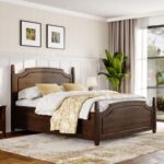 Queen Storage Teak Wood Bed - Dark Burma Teak