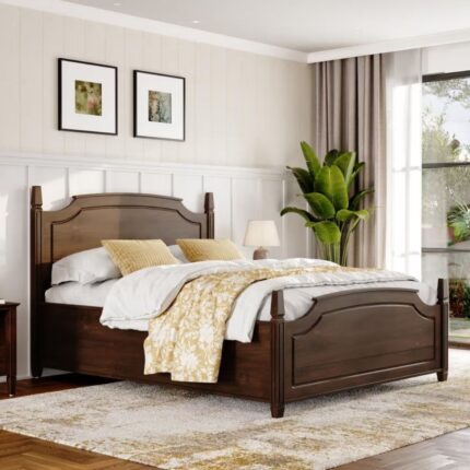 Queen Storage Teak Wood Bed - Dark Burma Teak